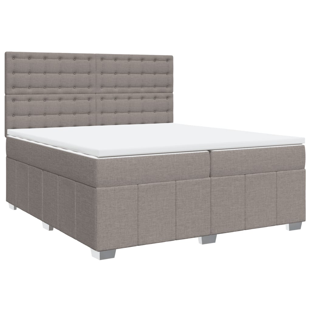 vidaXL Κρεβάτι Boxspring με Στρώμα Taupe 200x200 εκ. Υφασμάτινο