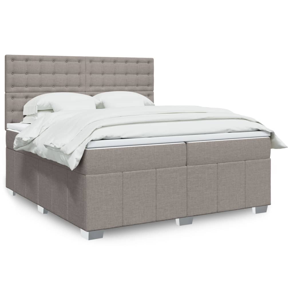 vidaXL Κρεβάτι Boxspring με Στρώμα Taupe 200x200 εκ. Υφασμάτινο