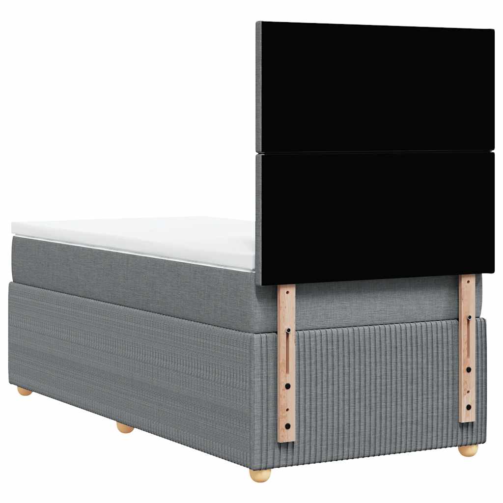 vidaXL Κρεβάτι Boxspring με Στρώμα Ανοιχτό Γκρι 80x200 εκ. Υφασμάτινο