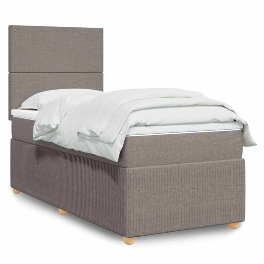 vidaXL Κρεβάτι Boxspring με Στρώμα Taupe 80x200 εκ. Υφασμάτινο