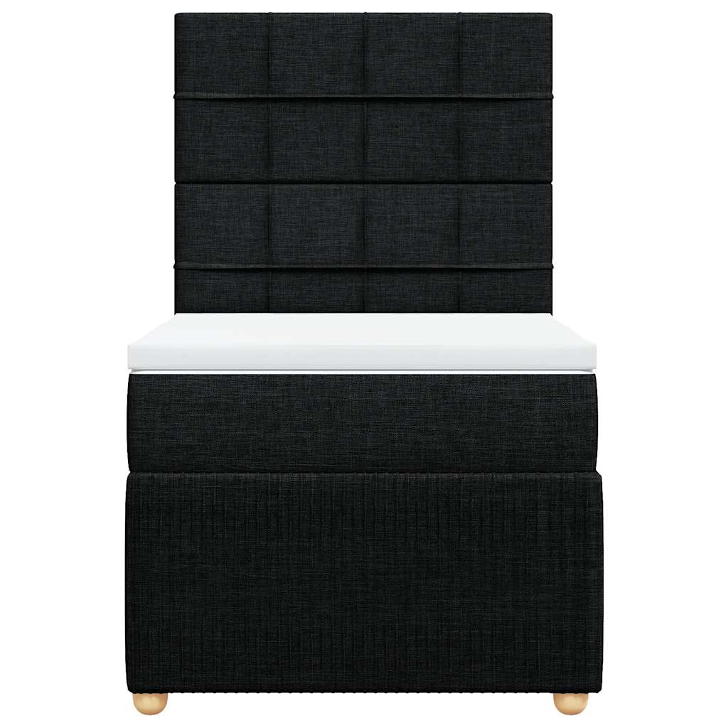 vidaXL Κρεβάτι Boxspring με Στρώμα Μαύρο 80 x 200 εκ. Υφασμάτινο