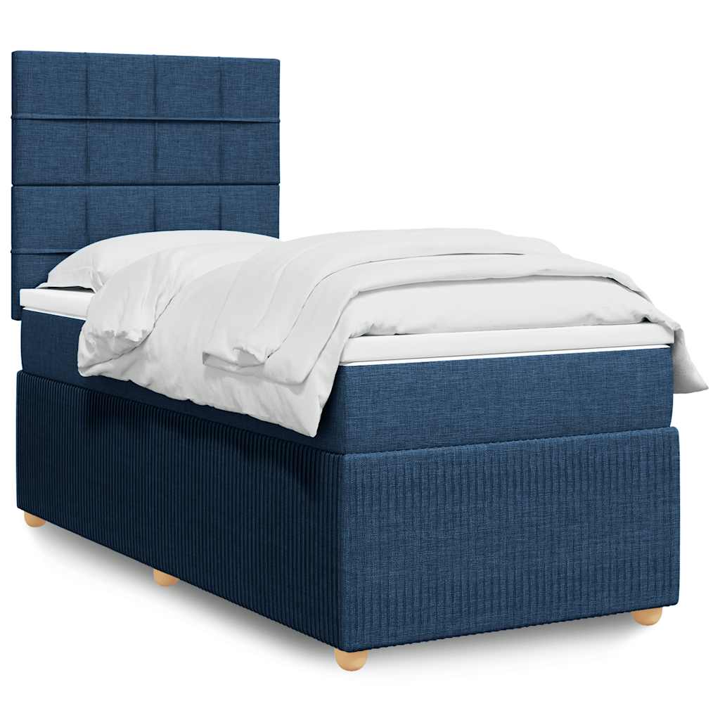 vidaXL Κρεβάτι Boxspring με Στρώμα Μπλε 80x200 εκ. Υφασμάτινο