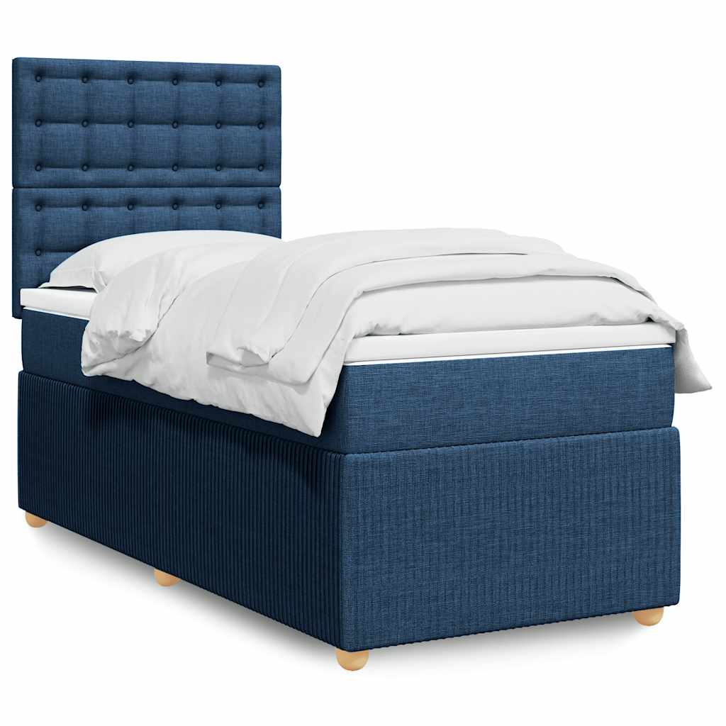 vidaXL Κρεβάτι Boxspring με Στρώμα Μπλε 80x200 εκ. Υφασμάτινο