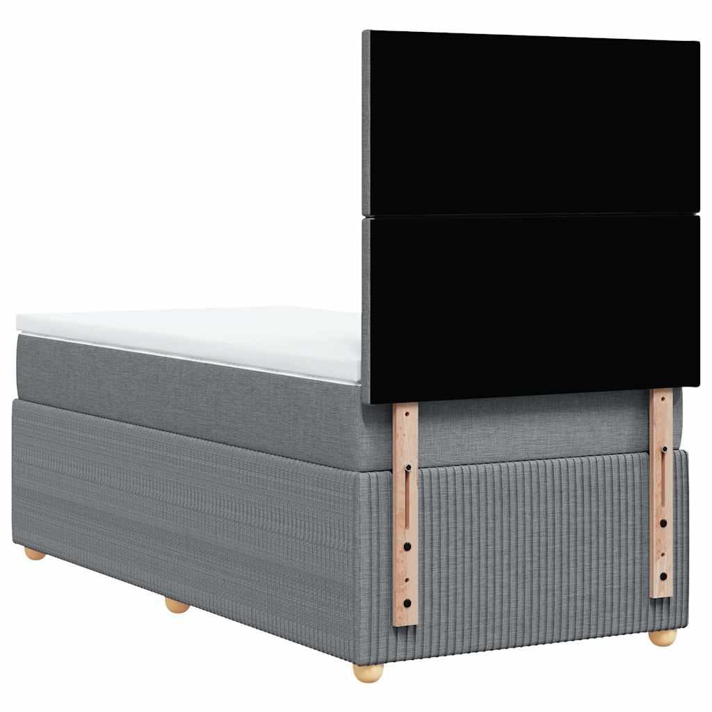 vidaXL Κρεβάτι Boxspring με Στρώμα Ανοιχτό Γκρι 90x190 εκ. Υφασμάτινο
