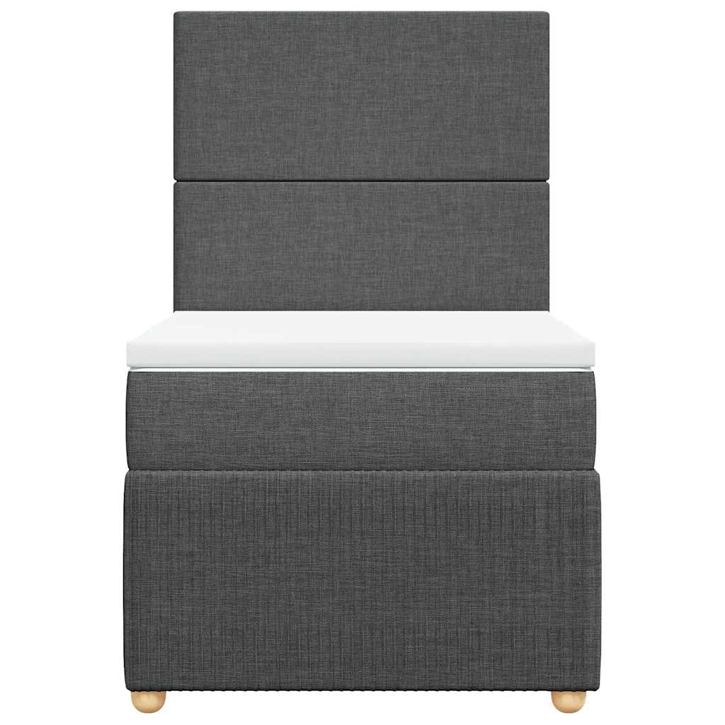 vidaXL Κρεβάτι Boxspring με Στρώμα Σκούρο Γκρι 90x190 εκ. Υφασμάτινο