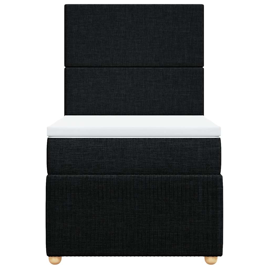 vidaXL Κρεβάτι Boxspring με Στρώμα Μαύρο 90x190 εκ.Υφασμάτινο