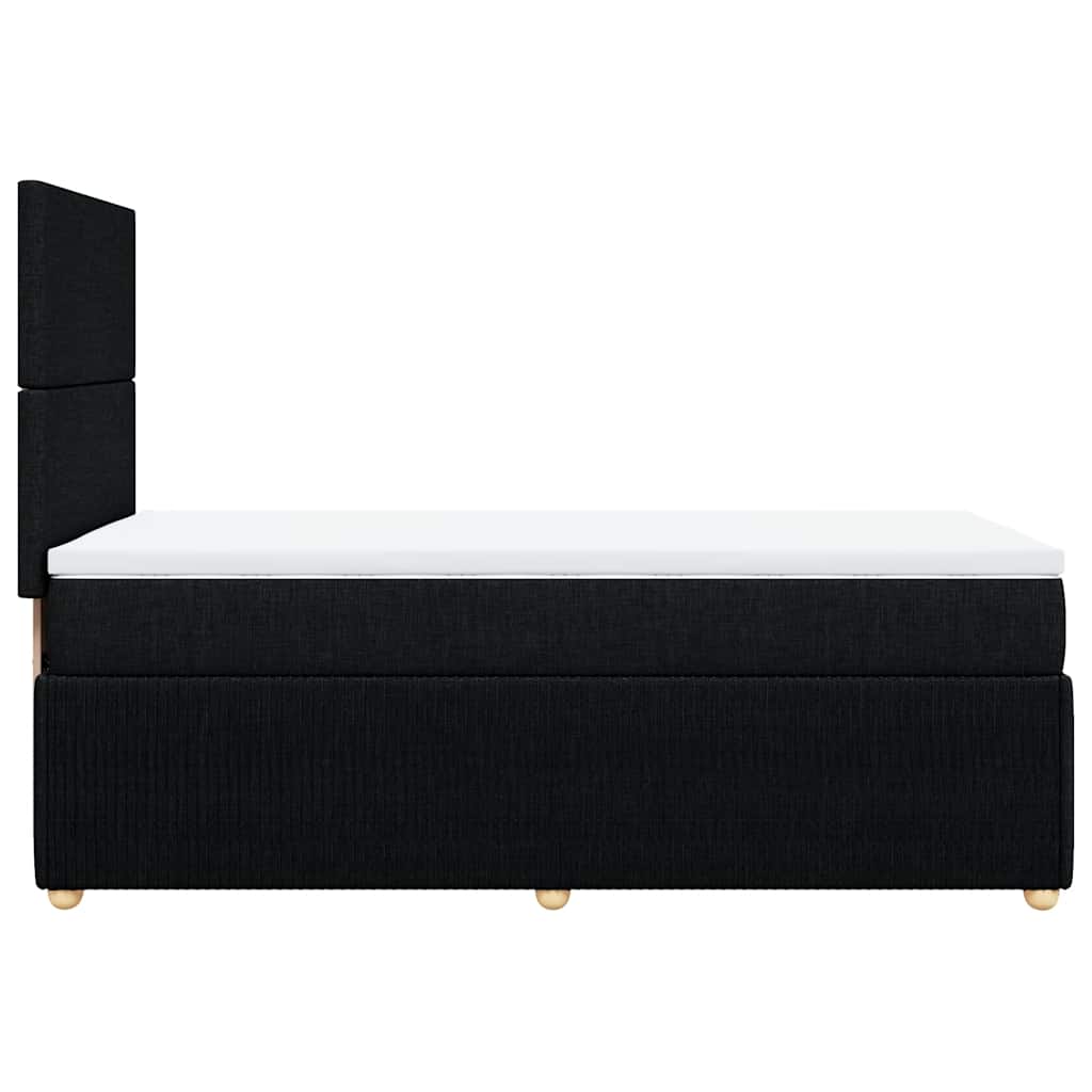 vidaXL Κρεβάτι Boxspring με Στρώμα Μαύρο 90x190 εκ.Υφασμάτινο