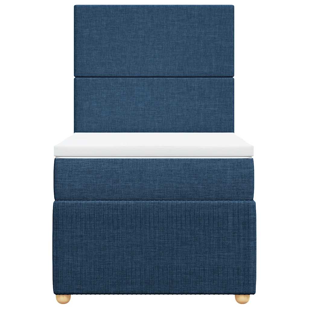 vidaXL Κρεβάτι Boxspring με Στρώμα Μπλε 90x190 εκ.Υφασμάτινο