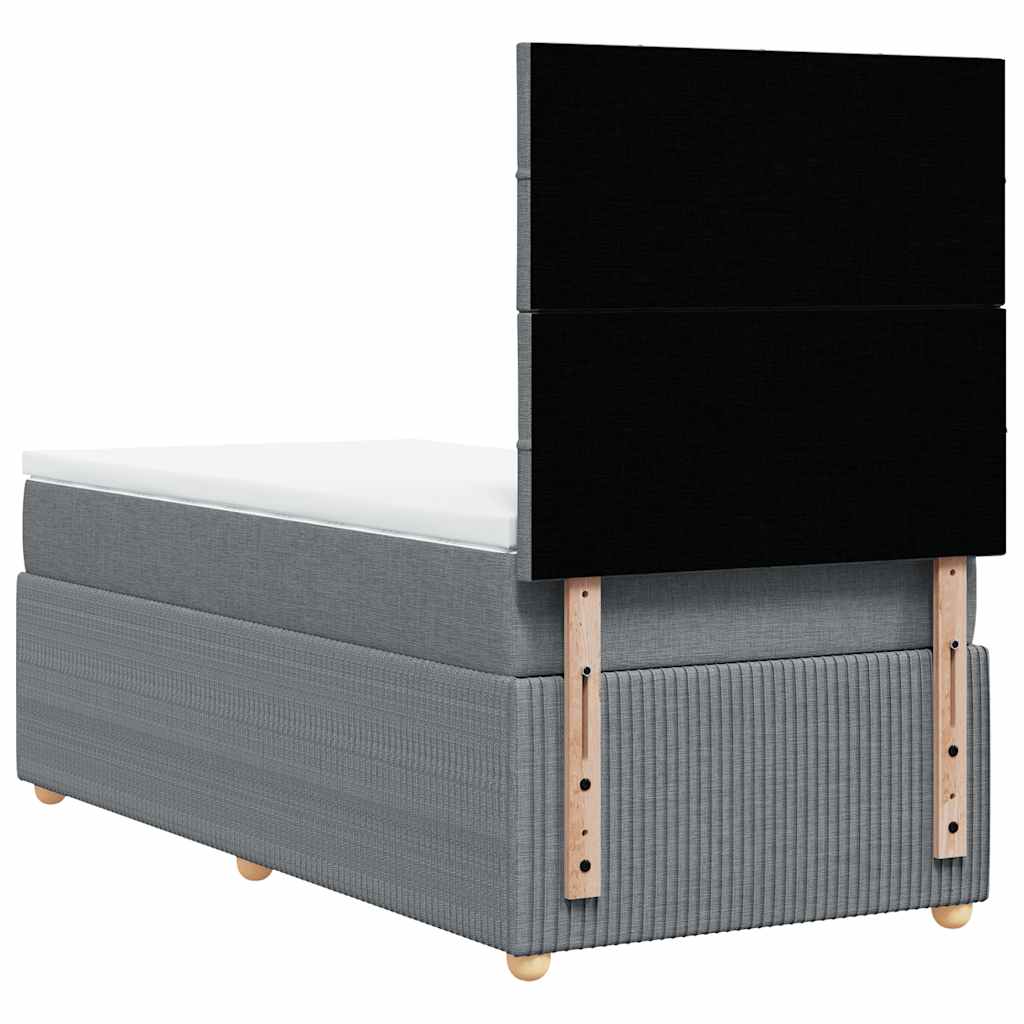 vidaXL Κρεβάτι Boxspring με Στρώμα Ανοιχτό Γκρι 90x190 εκ. Υφασμάτινο