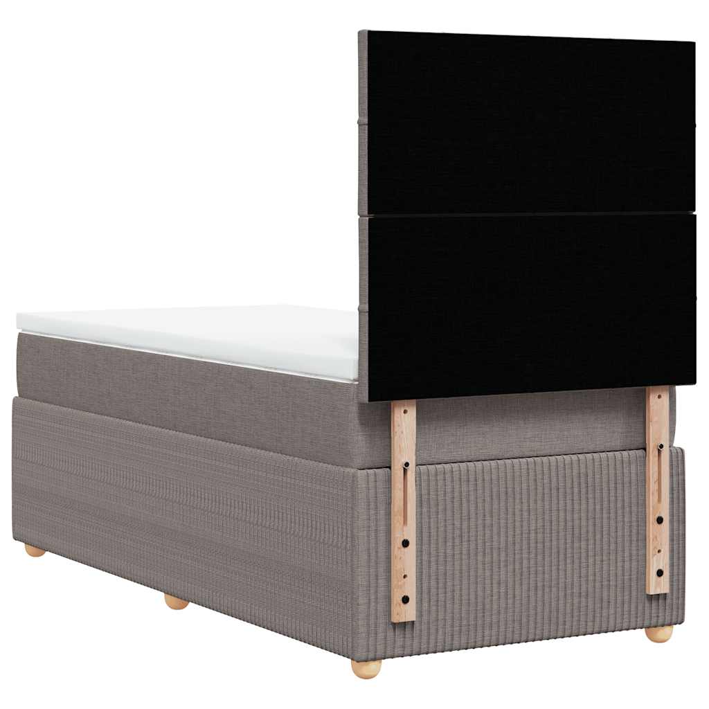 vidaXL Κρεβάτι Boxspring με Στρώμα Taupe 90x190 εκ.Υφασμάτινο