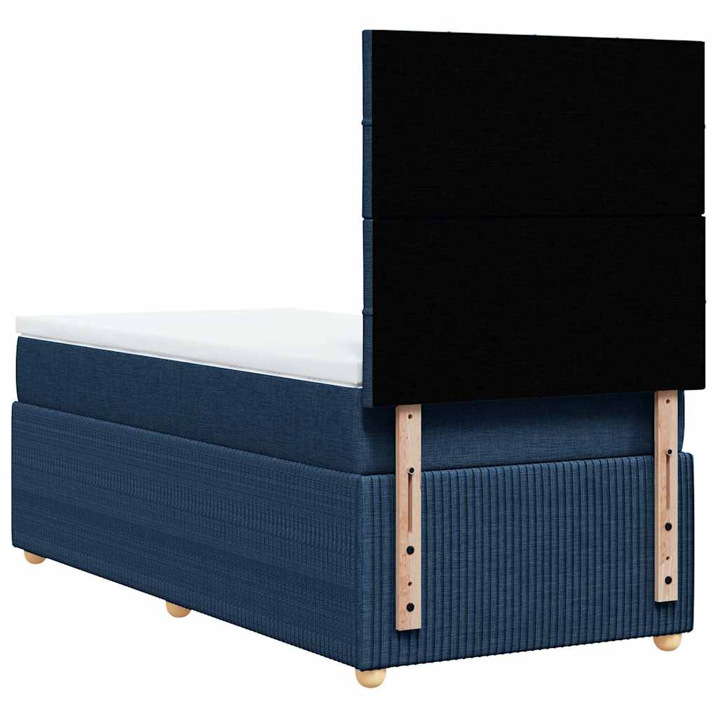 vidaXL Κρεβάτι Boxspring με Στρώμα Μπλε 90x190 εκ.Υφασμάτινο