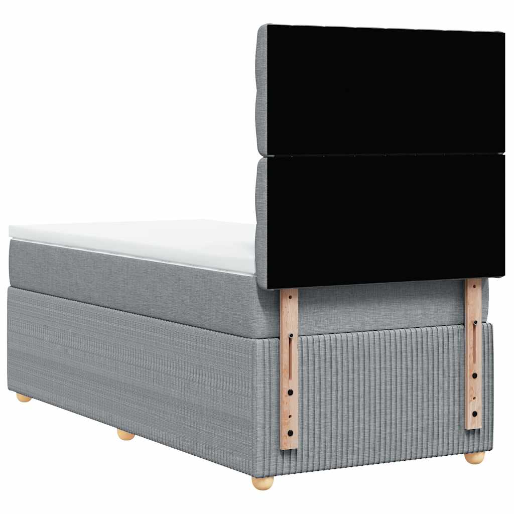 vidaXL Κρεβάτι Boxspring με Στρώμα Ανοιχτό Γκρι 90x190 εκ. Υφασμάτινο