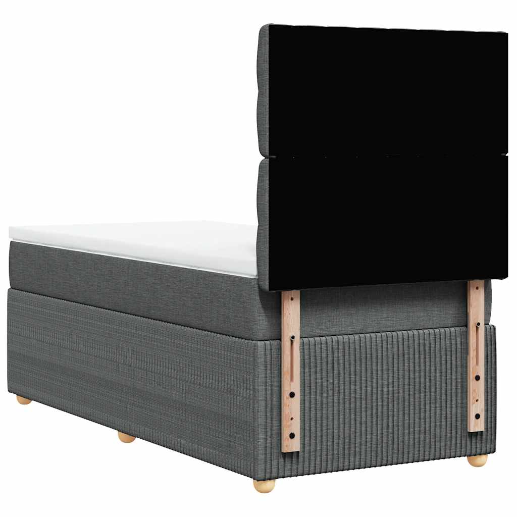 vidaXL Κρεβάτι Boxspring με Στρώμα Σκούρο Γκρι 90x190 εκ. Υφασμάτινο