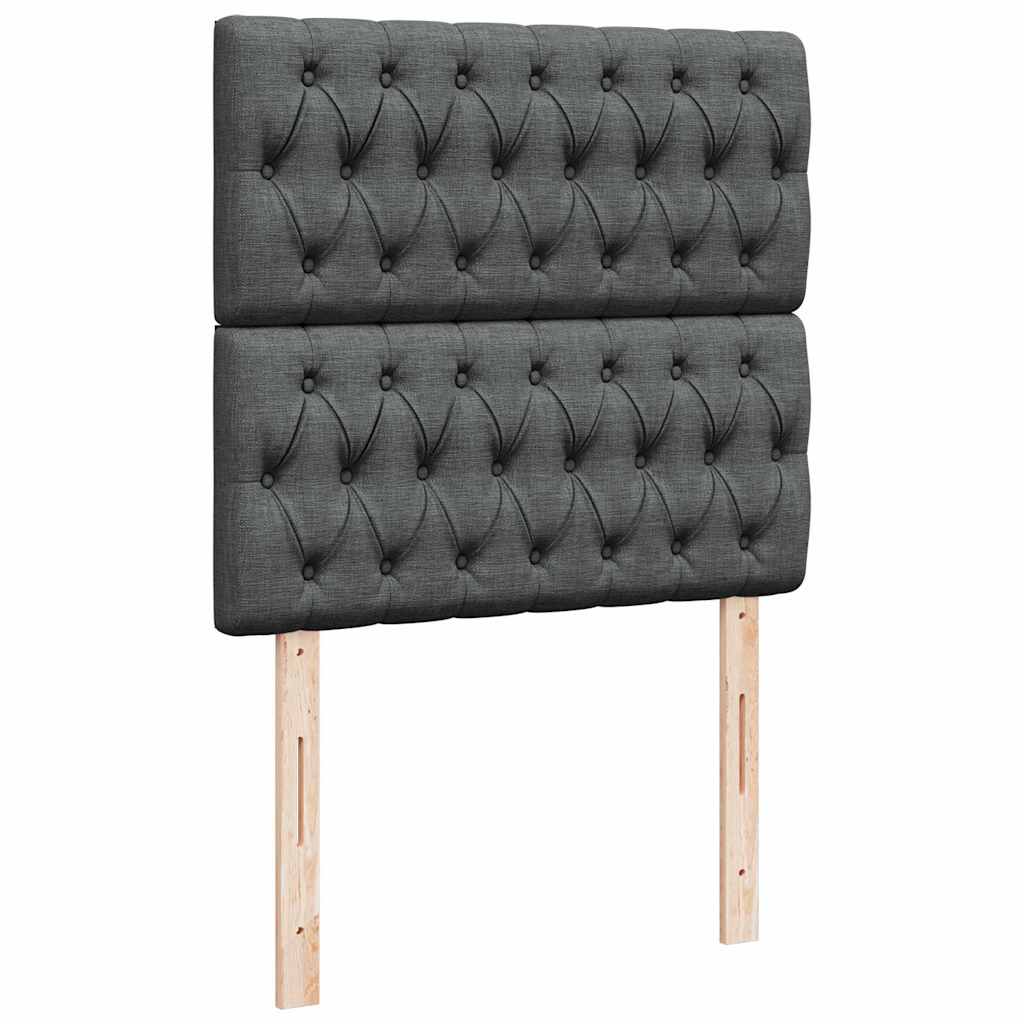 vidaXL Κρεβάτι Boxspring με Στρώμα Σκούρο Γκρι 90x190 εκ. Υφασμάτινο