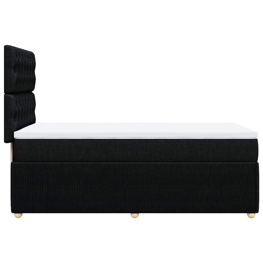 vidaXL Κρεβάτι Boxspring με Στρώμα Μαύρο 90x190 εκ.Υφασμάτινο