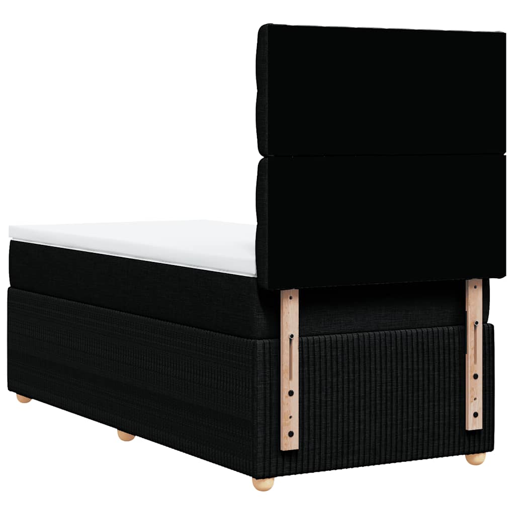 vidaXL Κρεβάτι Boxspring με Στρώμα Μαύρο 90x190 εκ.Υφασμάτινο