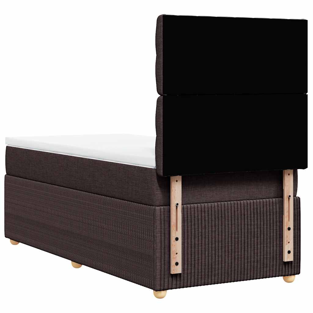 vidaXL Κρεβάτι Boxspring με Στρώμα Σκούρο Καφέ 90x190 εκ. Υφασμάτινο
