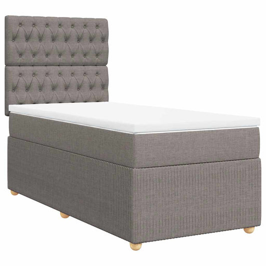 vidaXL Κρεβάτι Boxspring με Στρώμα Taupe 90x190 εκ.Υφασμάτινο