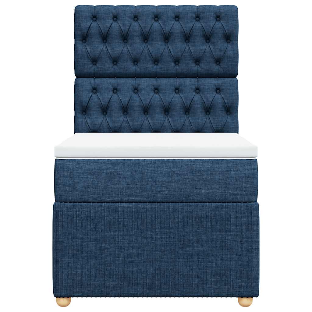 vidaXL Κρεβάτι Boxspring με Στρώμα Μπλε 90x190 εκ.Υφασμάτινο