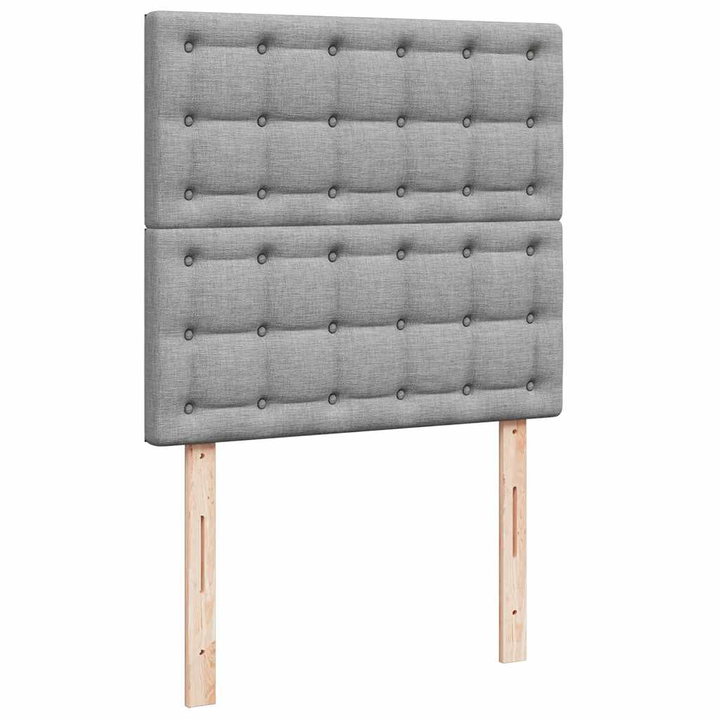 vidaXL Κρεβάτι Boxspring με Στρώμα Ανοιχτό Γκρι 90x190 εκ. Υφασμάτινο