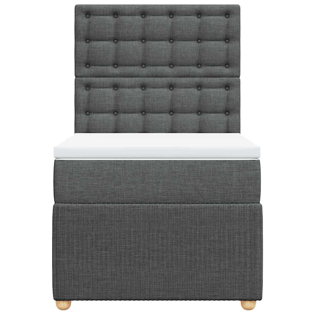 vidaXL Κρεβάτι Boxspring με Στρώμα Σκούρο Γκρι 90x190 εκ. Υφασμάτινο