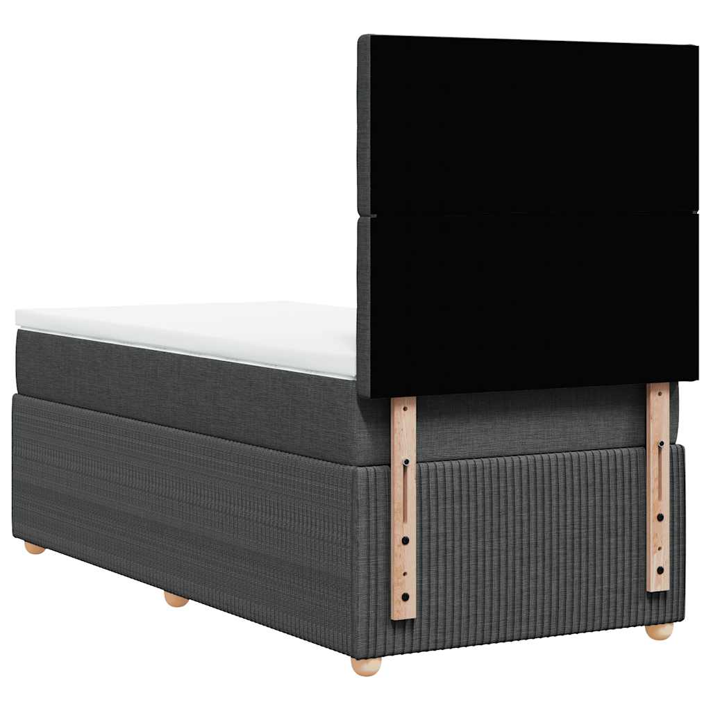 vidaXL Κρεβάτι Boxspring με Στρώμα Σκούρο Γκρι 90x190 εκ. Υφασμάτινο