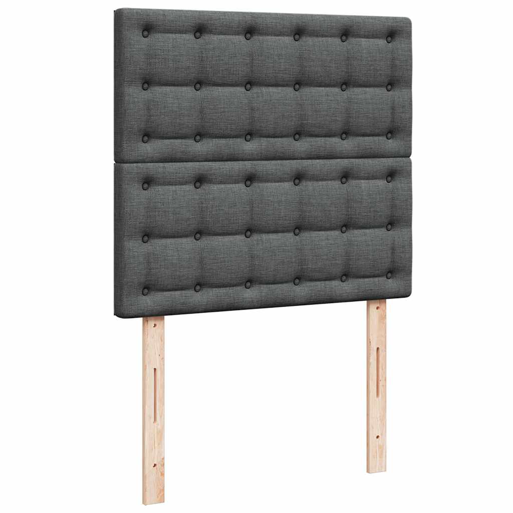 vidaXL Κρεβάτι Boxspring με Στρώμα Σκούρο Γκρι 90x190 εκ. Υφασμάτινο