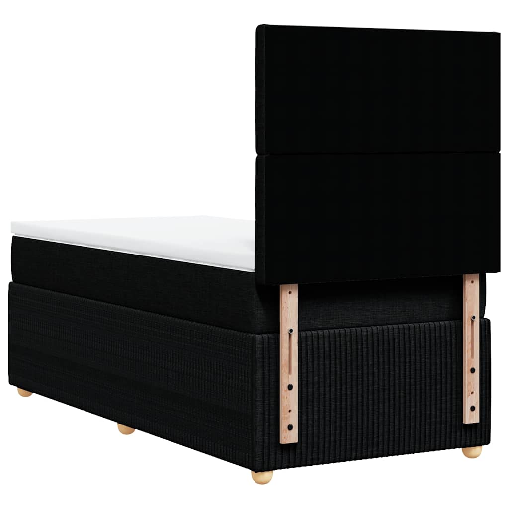 vidaXL Κρεβάτι Boxspring με Στρώμα Μαύρο 90x190 εκ.Υφασμάτινο