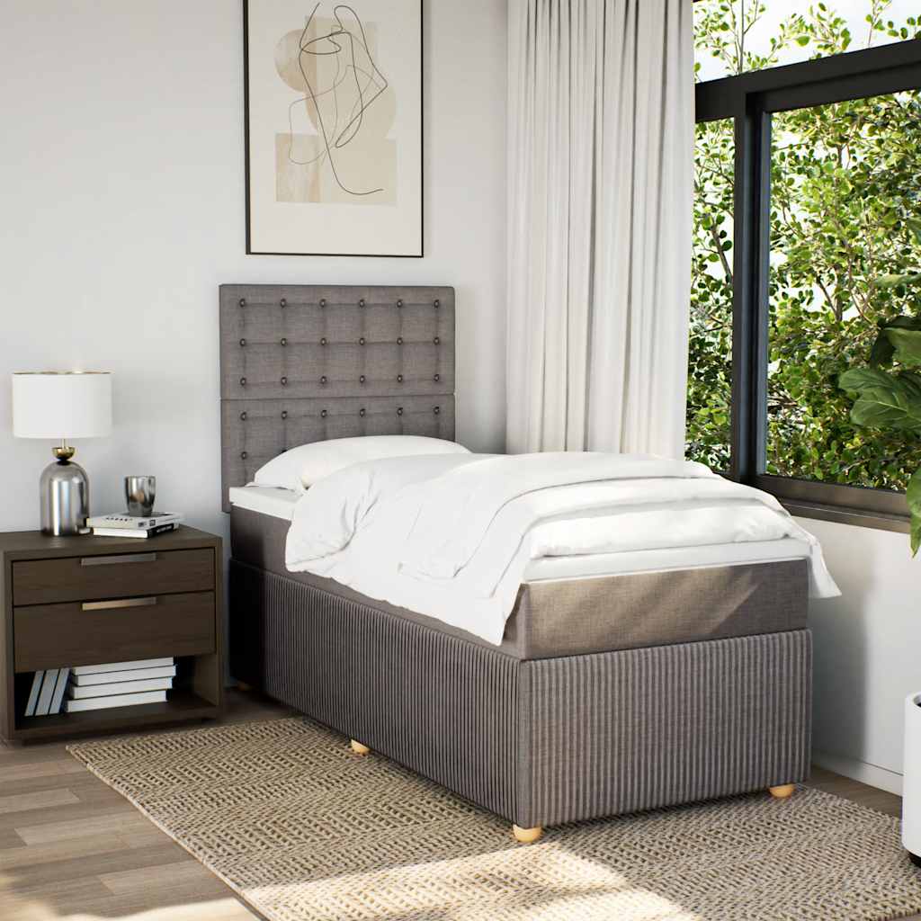 vidaXL Κρεβάτι Boxspring με Στρώμα Taupe 90x190 εκ.Υφασμάτινο