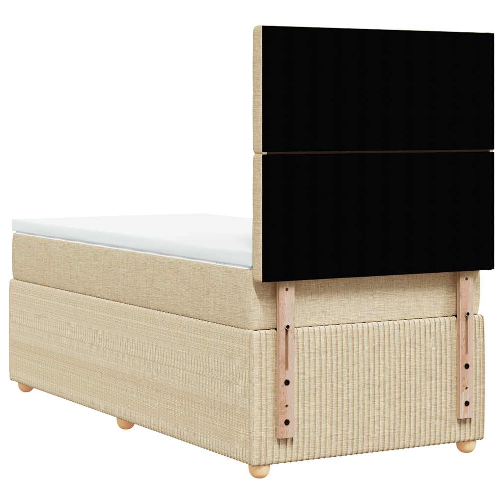 vidaXL Κρεβάτι Boxspring με Στρώμα Κρεμ 90x190 εκ.Υφασμάτινο