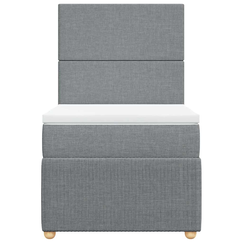 vidaXL Κρεβάτι Boxspring με Στρώμα Ανοιχτό Γκρι 90x200 εκ. Υφασμάτινο
