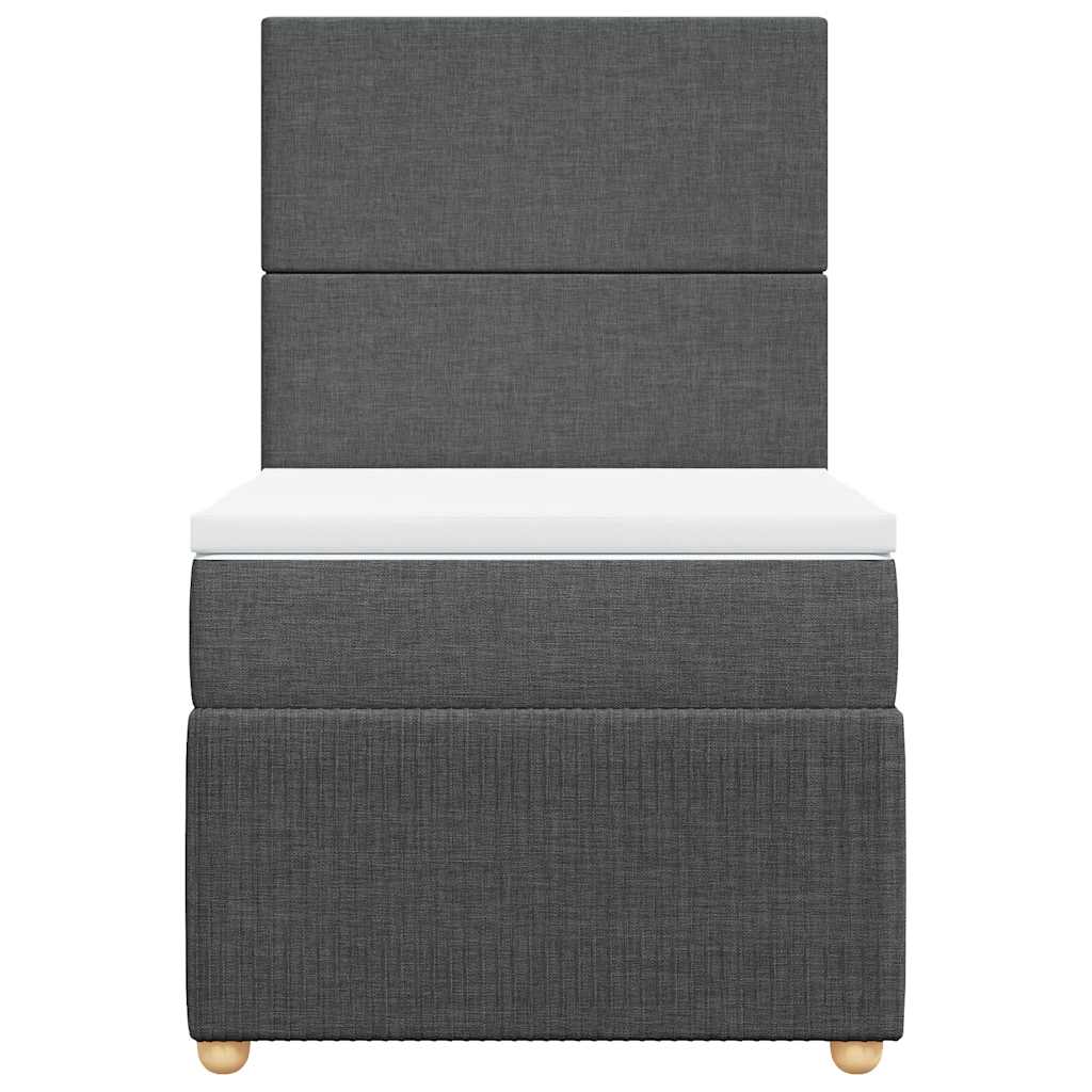 vidaXL Κρεβάτι Boxspring με Στρώμα Σκούρο Γκρι 90x200 εκ. Υφασμάτινο
