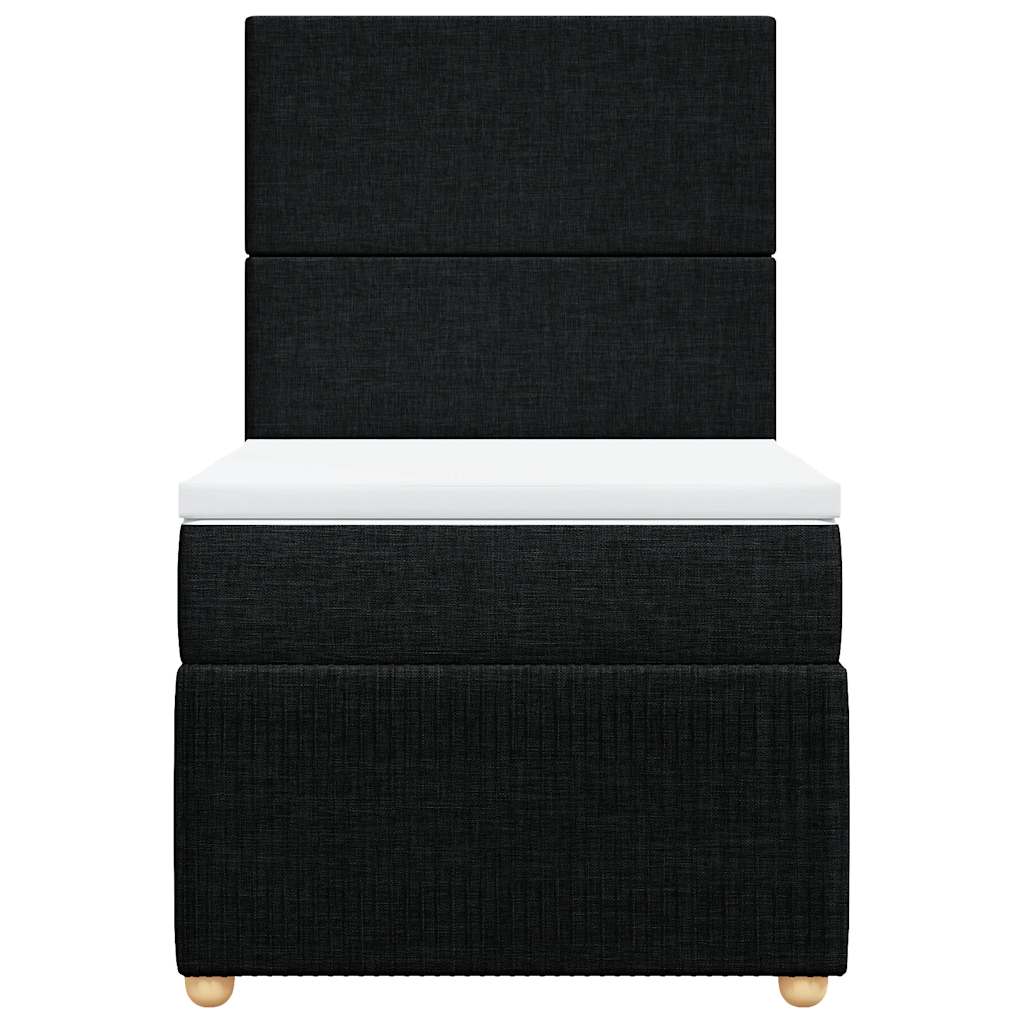 vidaXL Κρεβάτι Boxspring με Στρώμα Μαύρο 90x200 εκ. Υφασμάτινο