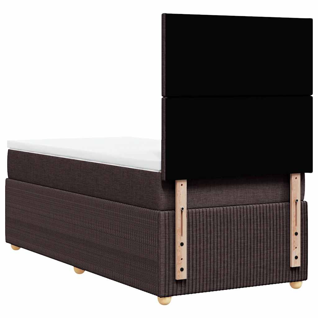 vidaXL Κρεβάτι Boxspring με Στρώμα Σκούρο Καφέ 90x200 εκ. Υφασμάτινο