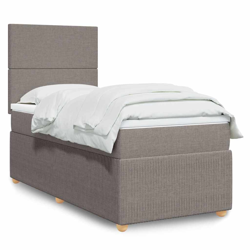 vidaXL Κρεβάτι Boxspring με Στρώμα Taupe 90x200 εκ. Υφασμάτινο