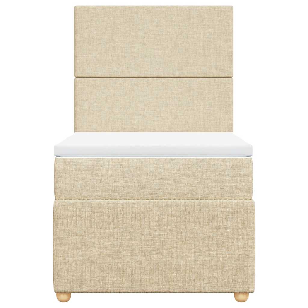 vidaXL Κρεβάτι Boxspring με Στρώμα Κρεμ 90x200 εκ.Υφασμάτινο