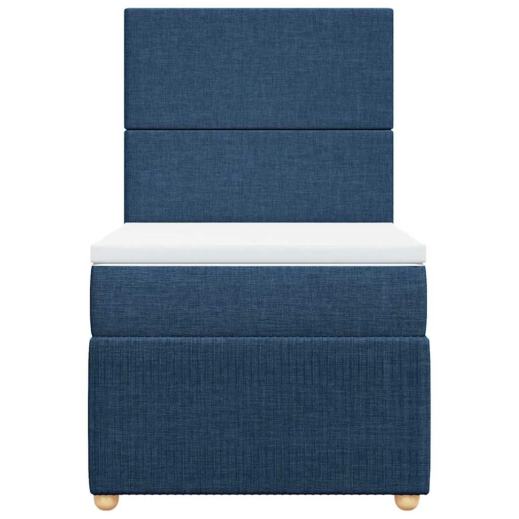 vidaXL Κρεβάτι Boxspring με Στρώμα Μπλε 90x200 εκ.Υφασμάτινο