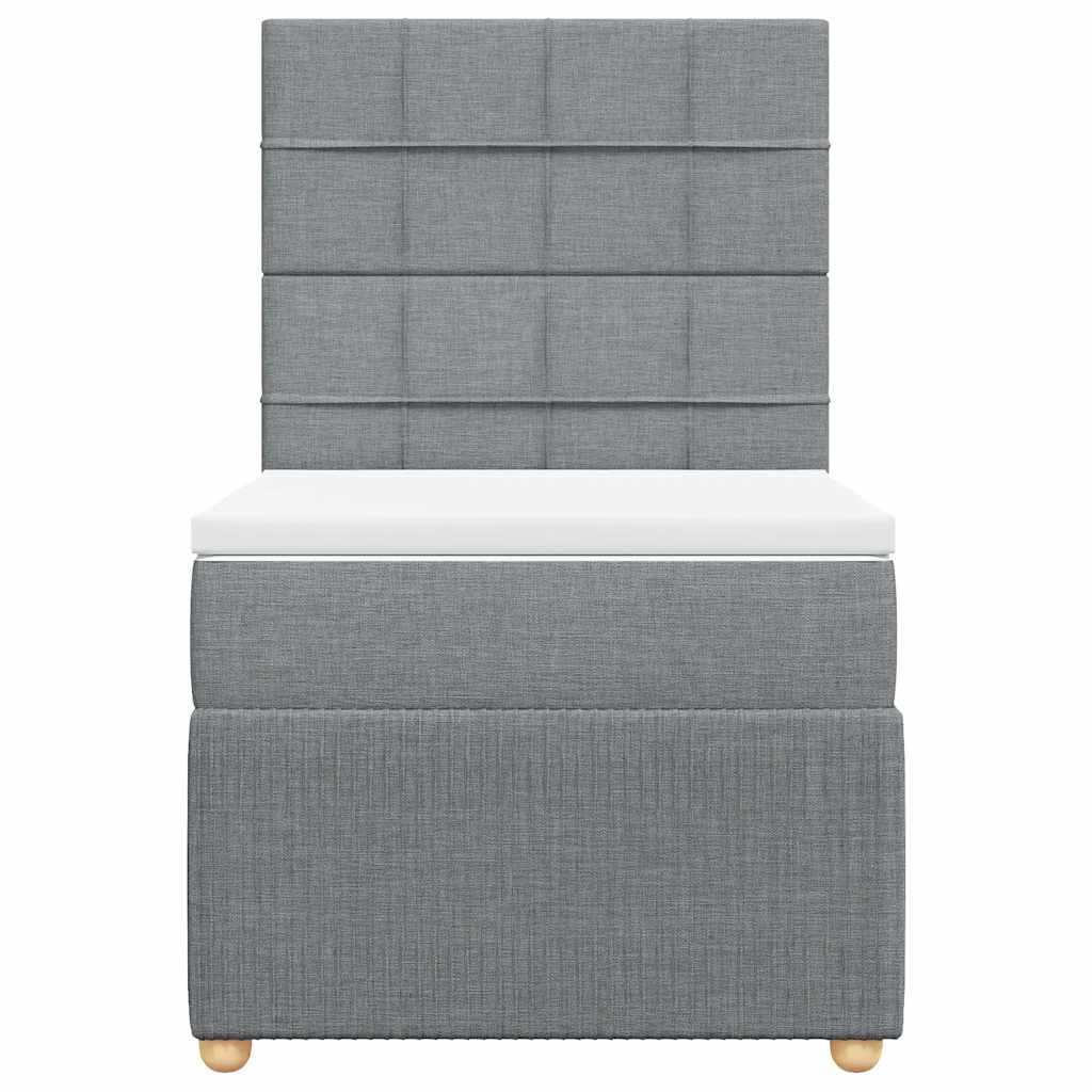 vidaXL Κρεβάτι Boxspring με Στρώμα Ανοιχτό Γκρι 90x200 εκ. Υφασμάτινο