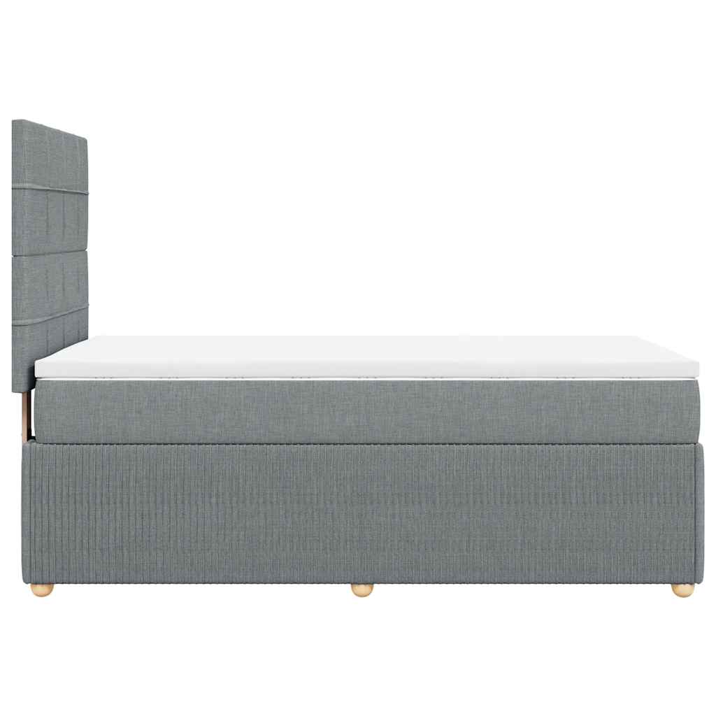 vidaXL Κρεβάτι Boxspring με Στρώμα Ανοιχτό Γκρι 90x200 εκ. Υφασμάτινο