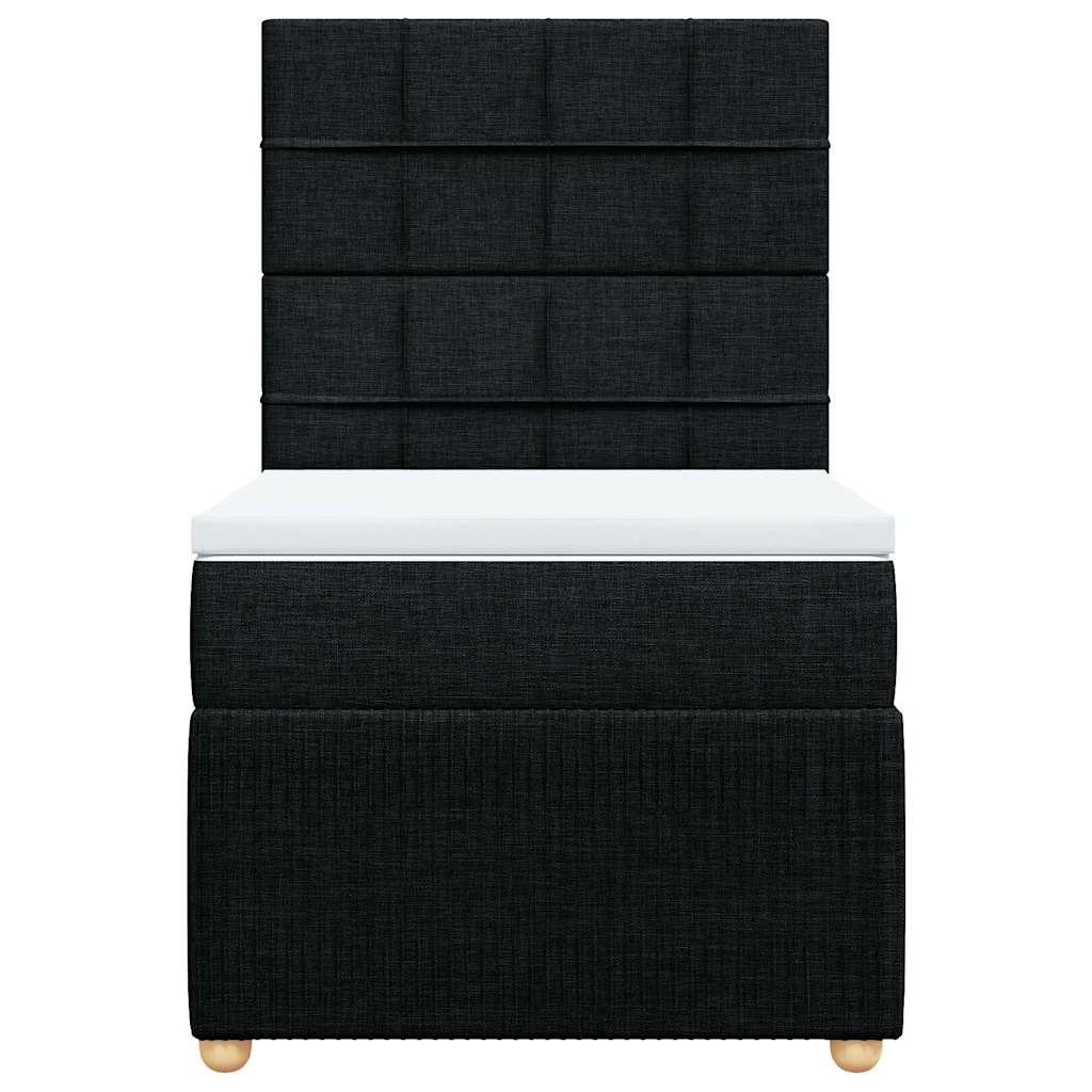 vidaXL Κρεβάτι Boxspring με Στρώμα Μαύρο 90x200 εκ. Υφασμάτινο