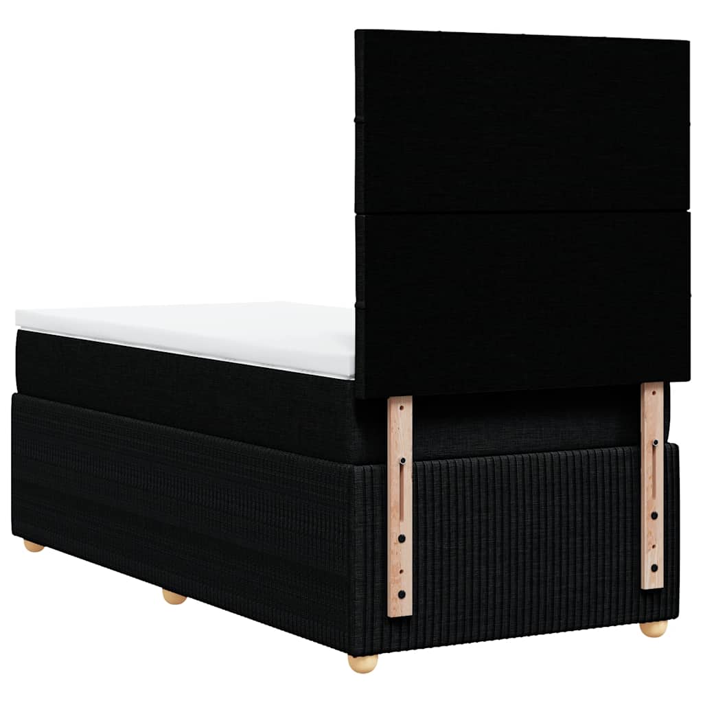 vidaXL Κρεβάτι Boxspring με Στρώμα Μαύρο 90x200 εκ. Υφασμάτινο