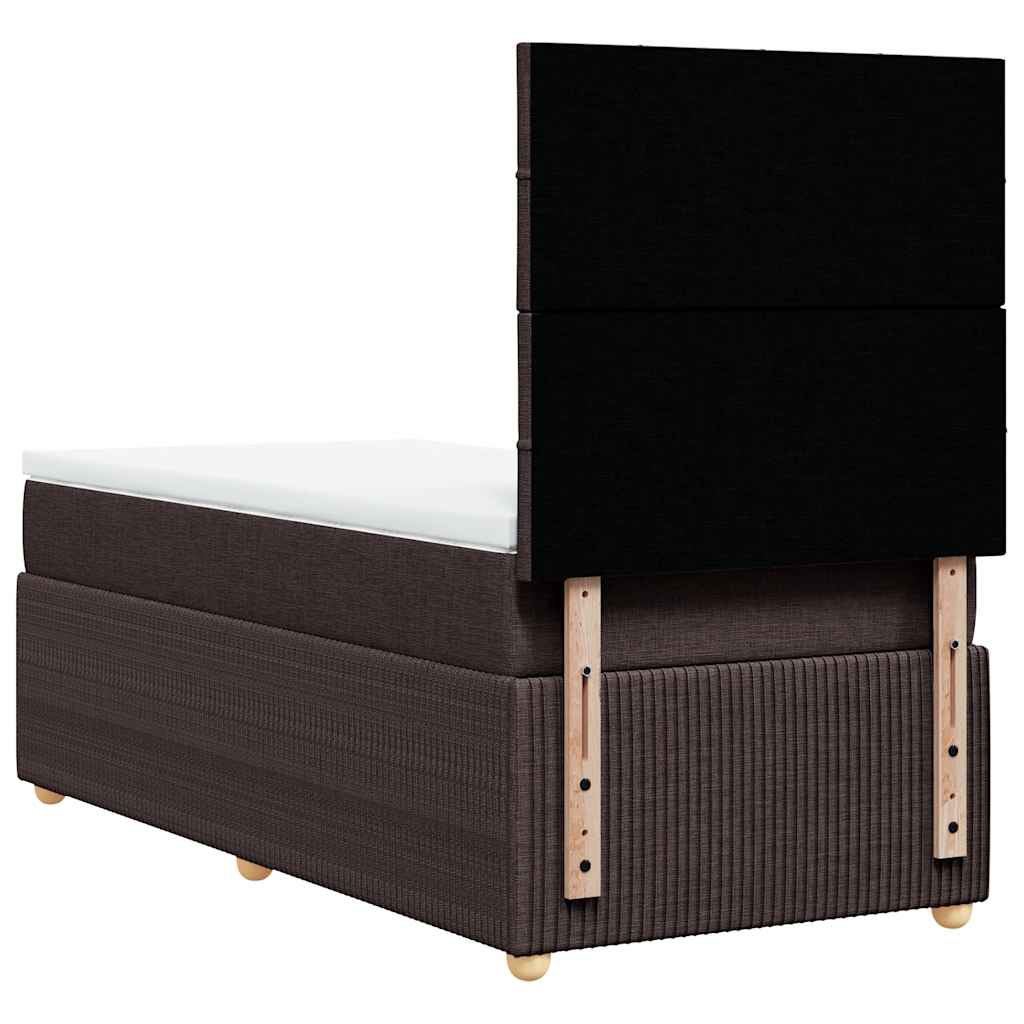 vidaXL Κρεβάτι Boxspring με Στρώμα Σκούρο Καφέ 90x200 εκ. Υφασμάτινο