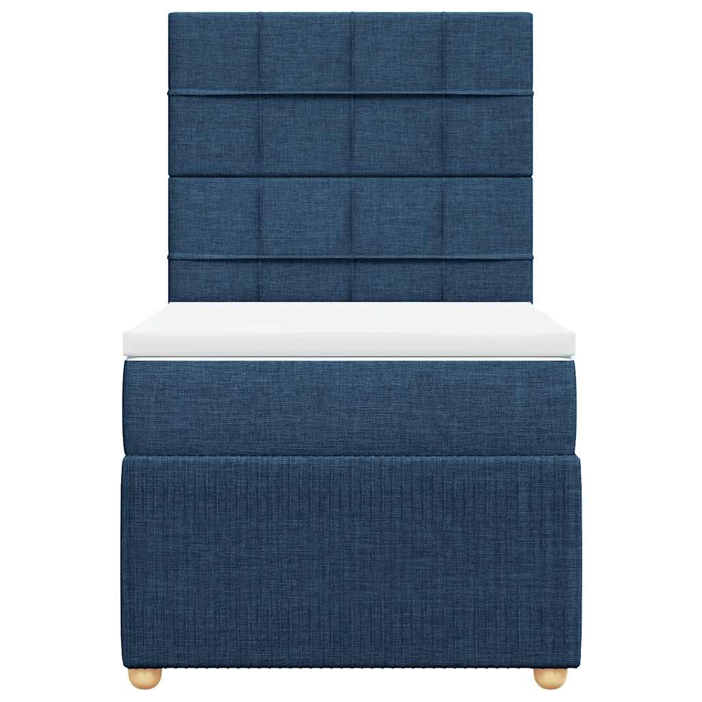 vidaXL Κρεβάτι Boxspring με Στρώμα Μπλε 90x200 εκ.Υφασμάτινο