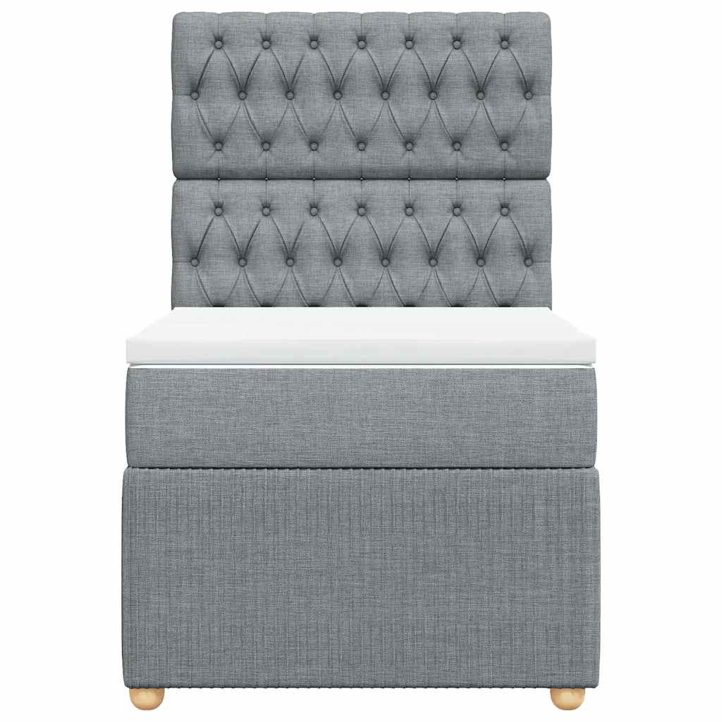 vidaXL Κρεβάτι Boxspring με Στρώμα Ανοιχτό Γκρι 90x200 εκ. Υφασμάτινο