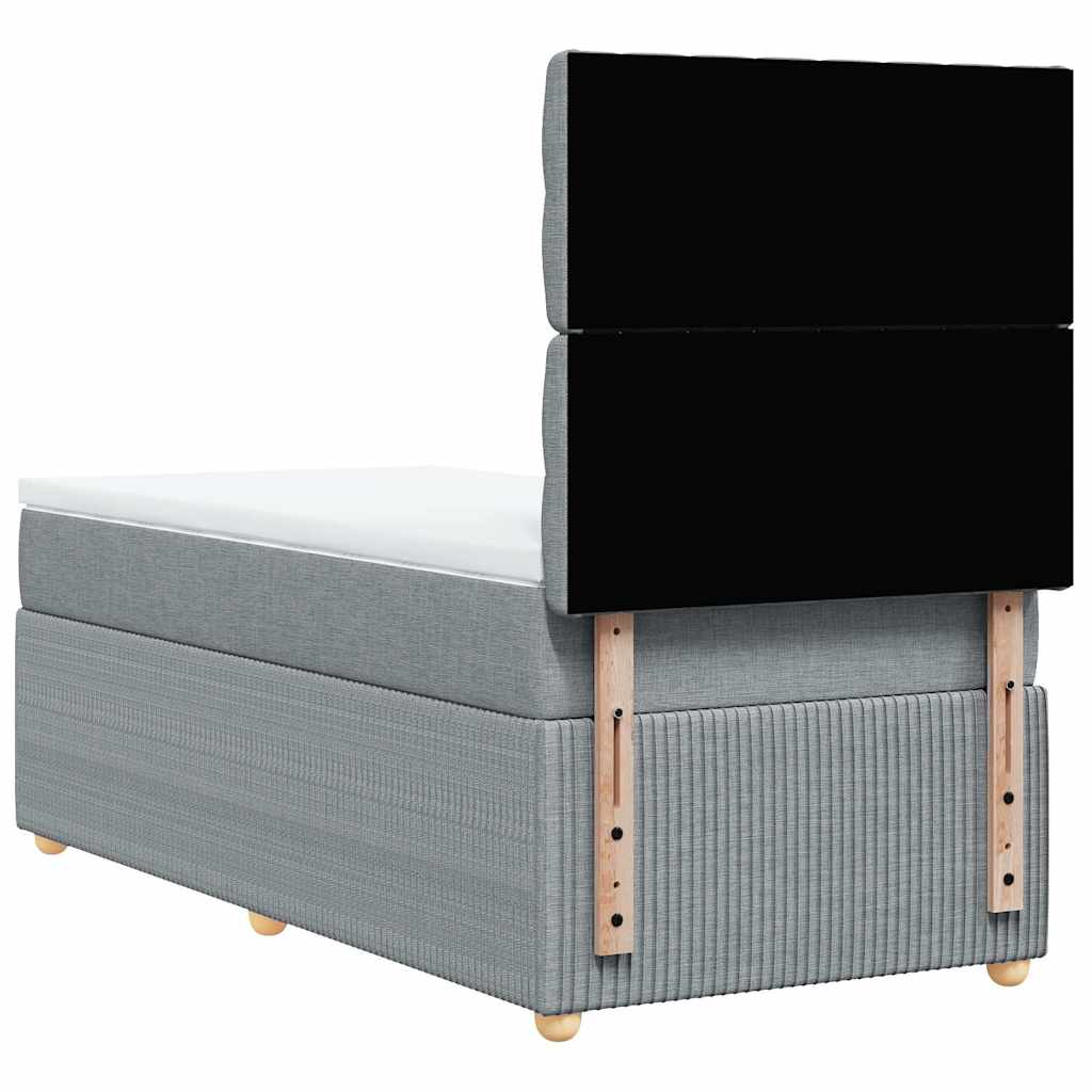 vidaXL Κρεβάτι Boxspring με Στρώμα Ανοιχτό Γκρι 90x200 εκ. Υφασμάτινο