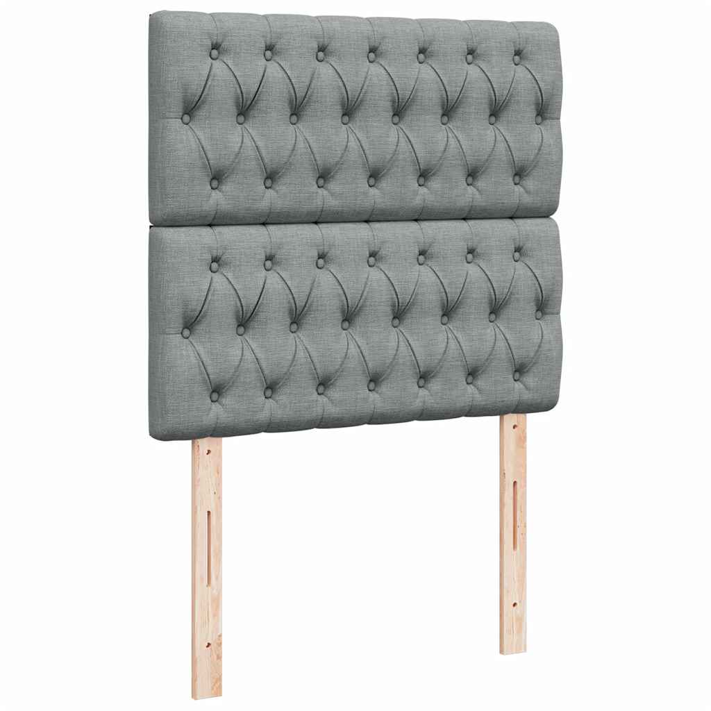 vidaXL Κρεβάτι Boxspring με Στρώμα Ανοιχτό Γκρι 90x200 εκ. Υφασμάτινο