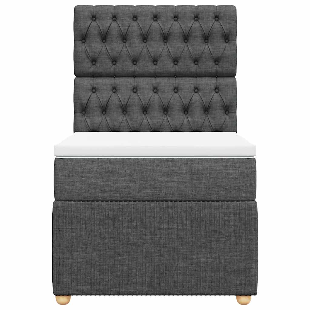 vidaXL Κρεβάτι Boxspring με Στρώμα Σκούρο Γκρι 90x200 εκ. Υφασμάτινο