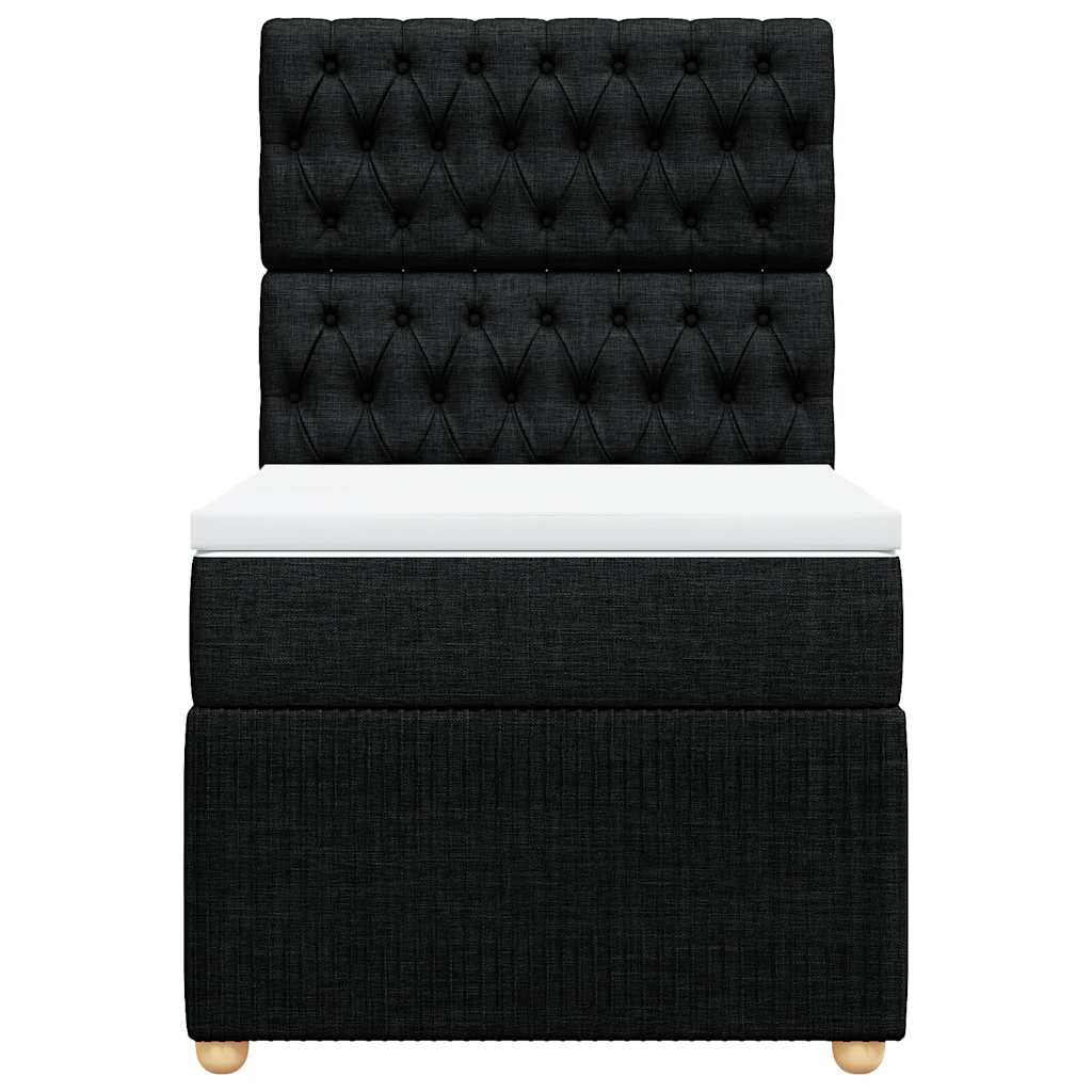 vidaXL Κρεβάτι Boxspring με Στρώμα Μαύρο 90x200 εκ. Υφασμάτινο