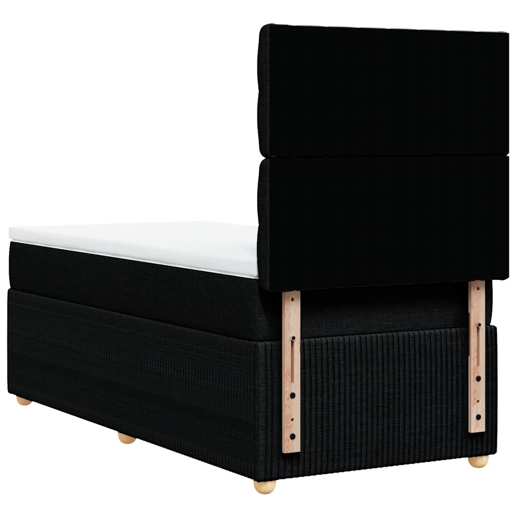 vidaXL Κρεβάτι Boxspring με Στρώμα Μαύρο 90x200 εκ. Υφασμάτινο