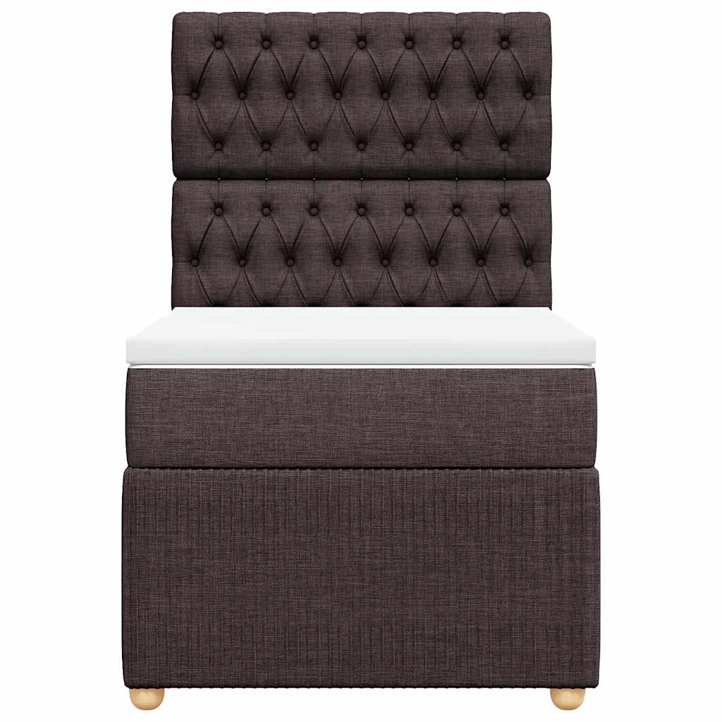 vidaXL Κρεβάτι Boxspring με Στρώμα Σκούρο Καφέ 90x200 εκ. Υφασμάτινο
